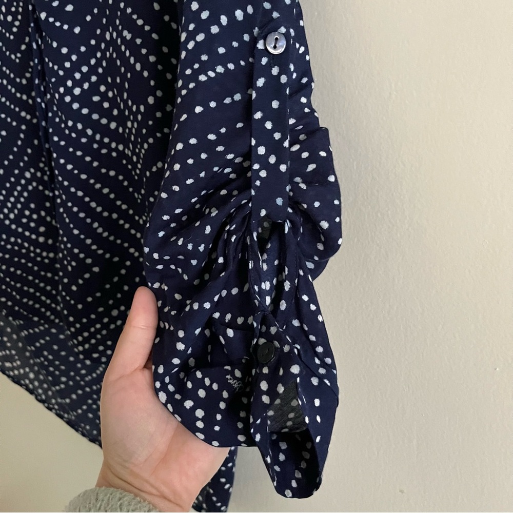 Diane Von Furstenberg Lorelai Two Navy Button Down Cotton Silk Lightweight 4 - Picture 7 of 14
